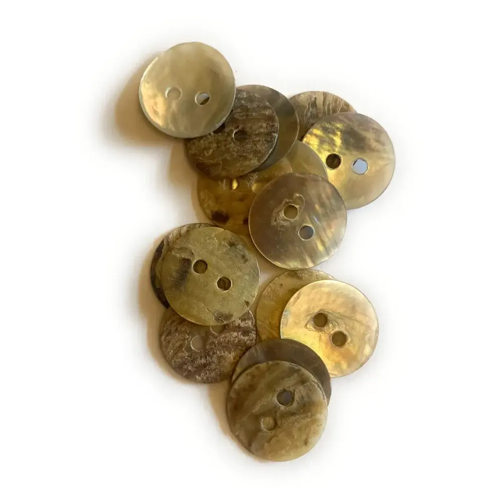 Pile of iridescent shell buttons.