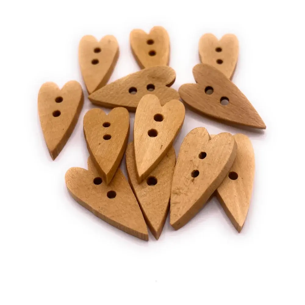 Heart-shaped wooden buttons.