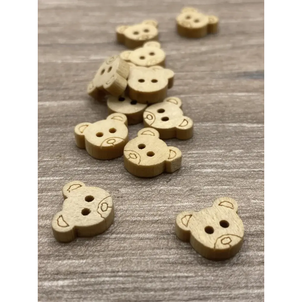 Wooden bear-shaped buttons.