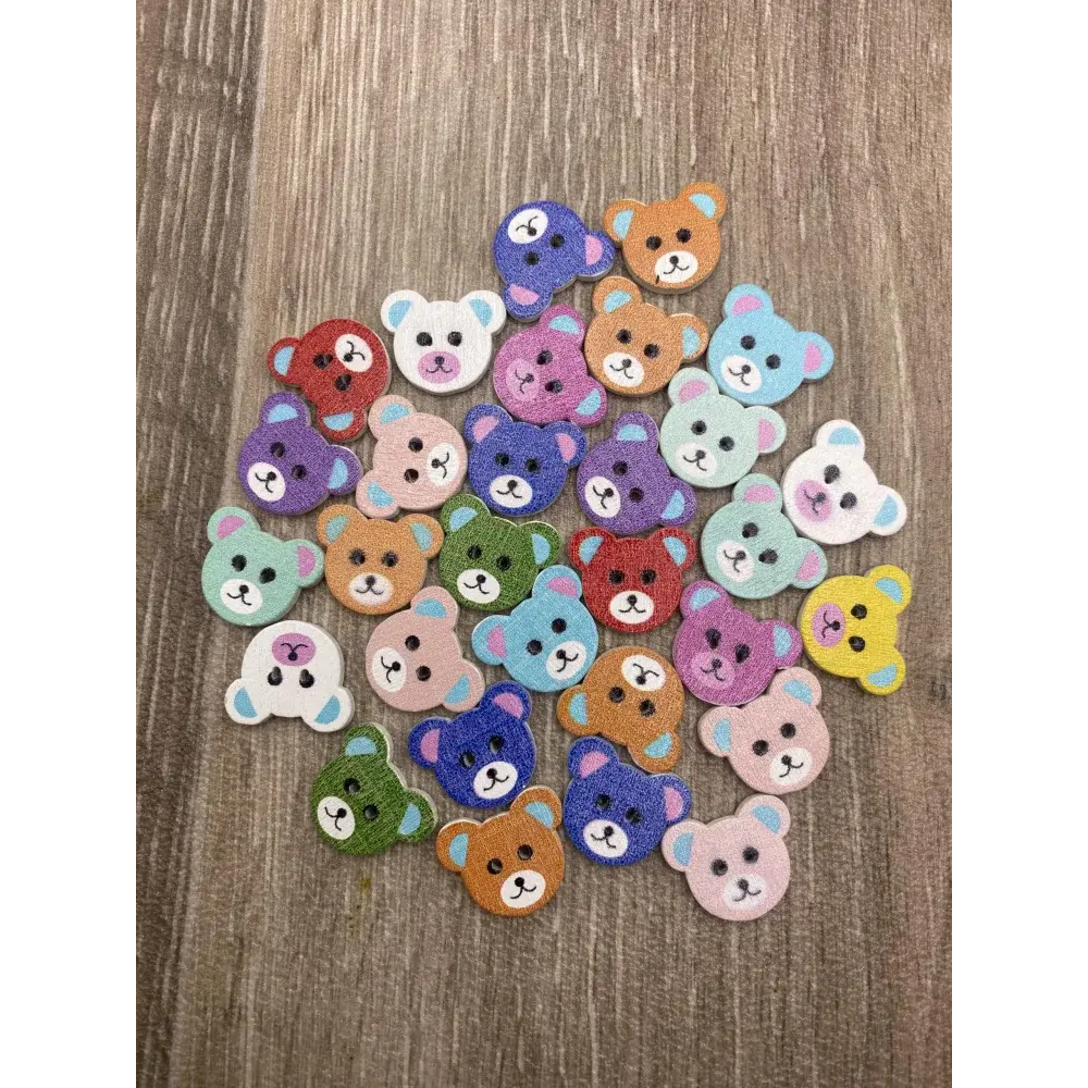 Colorful teddy bear buttons.