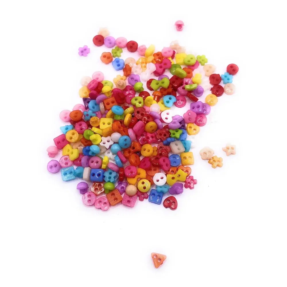 Colorful assortment of craft buttons.