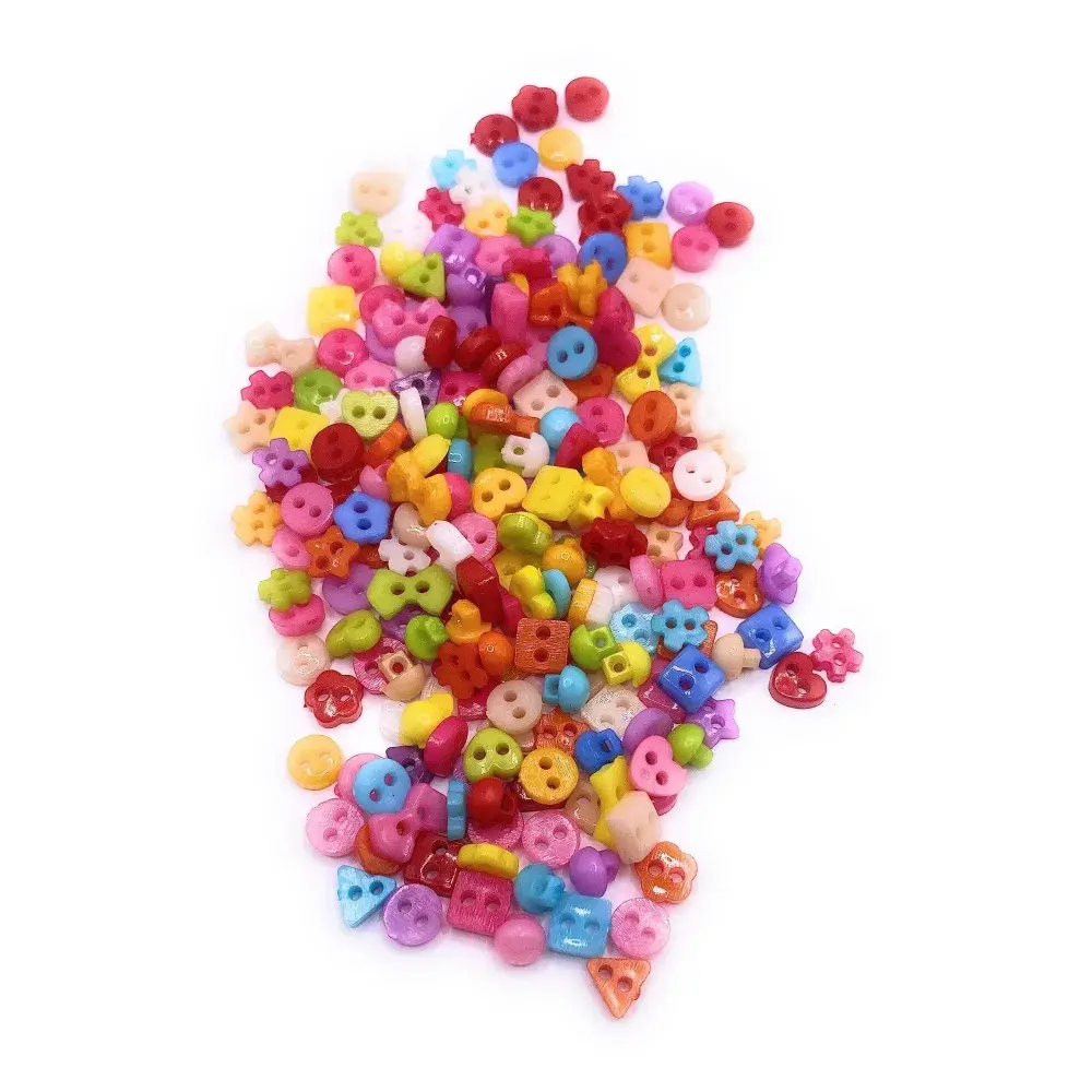 Colorful assortment of novelty buttons.