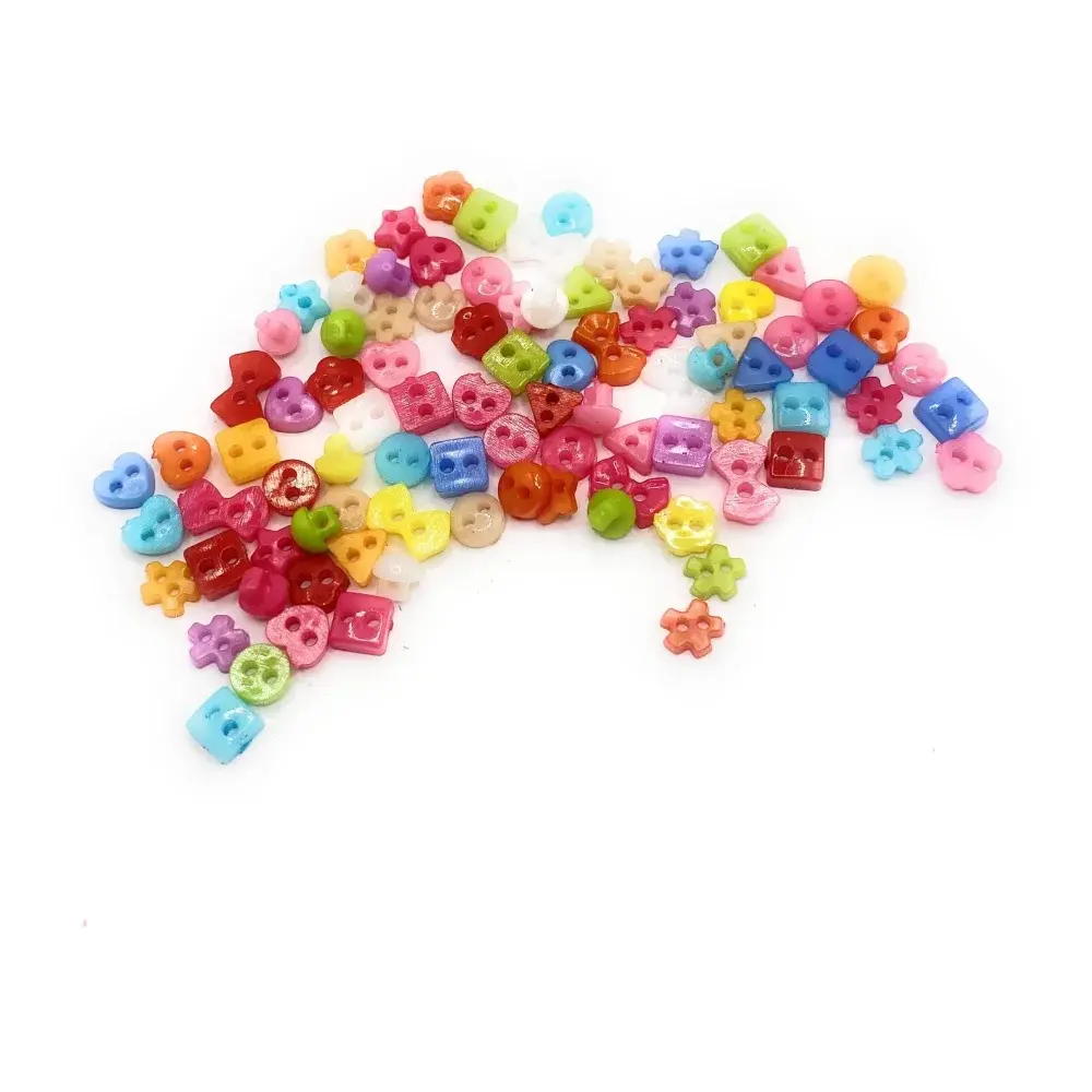 Colorful assortment of plastic buttons.