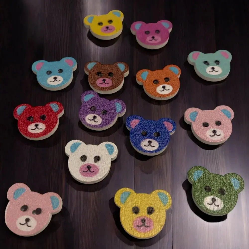 Colorful teddy bear buttons.