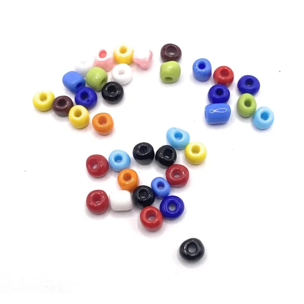 Colorful glass seed beads.