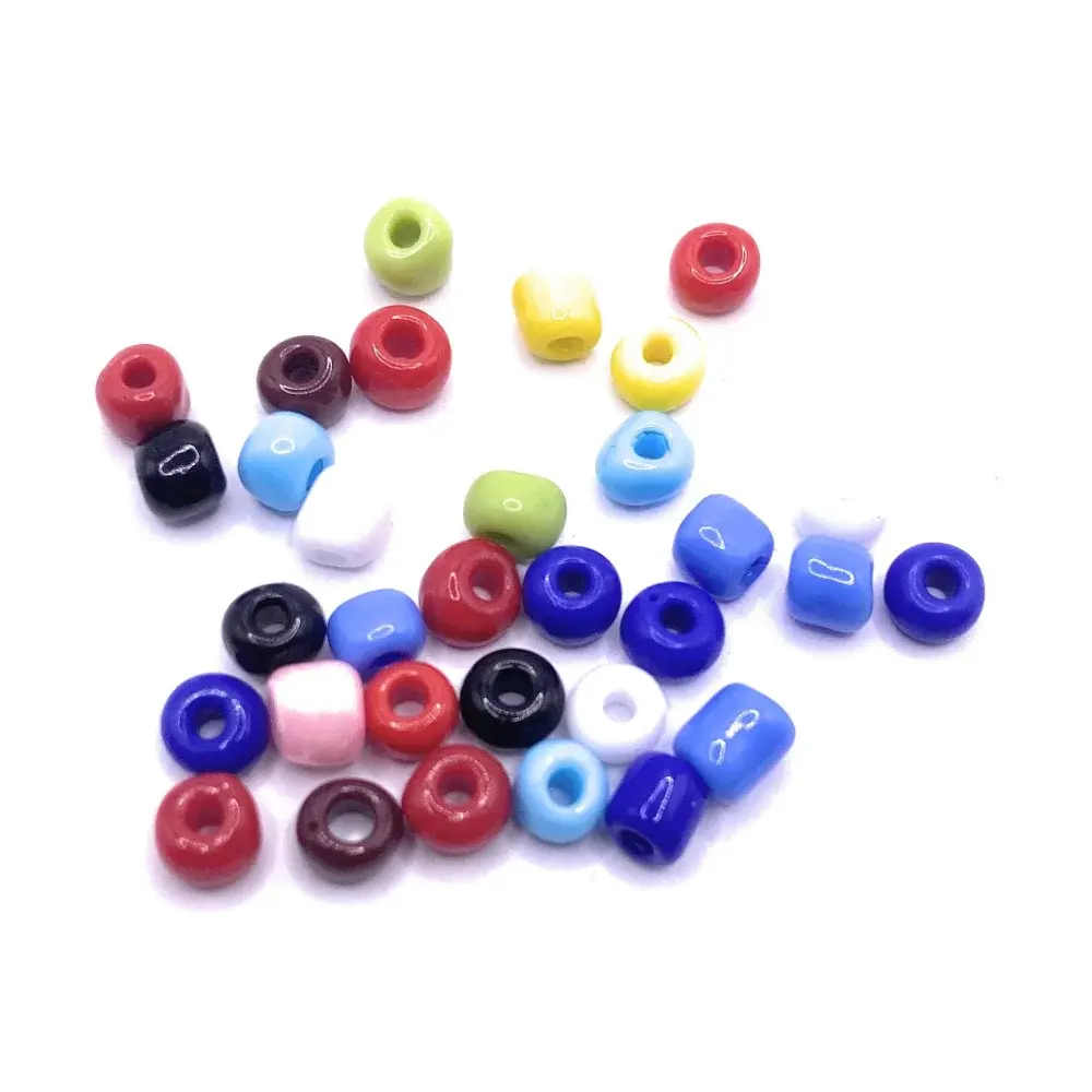 Colorful glass pony beads.