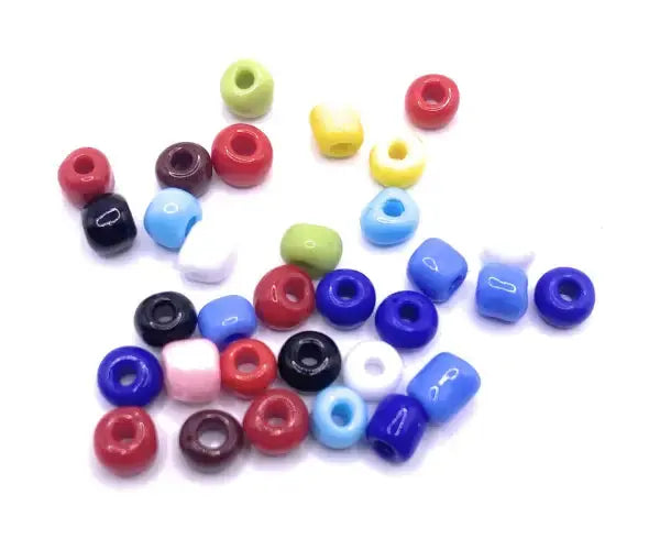 Colorful glass pony beads.