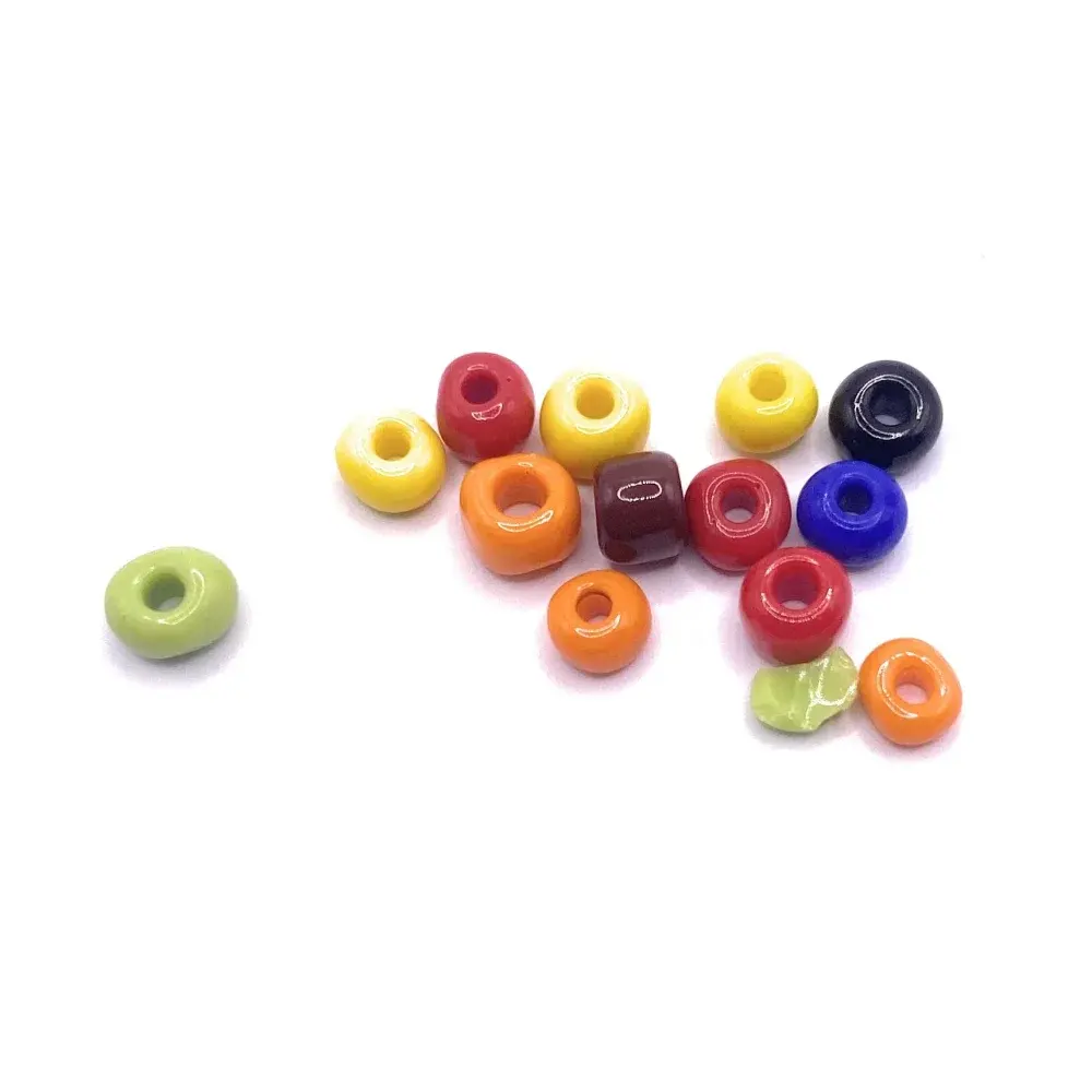Colorful ceramic donut beads.