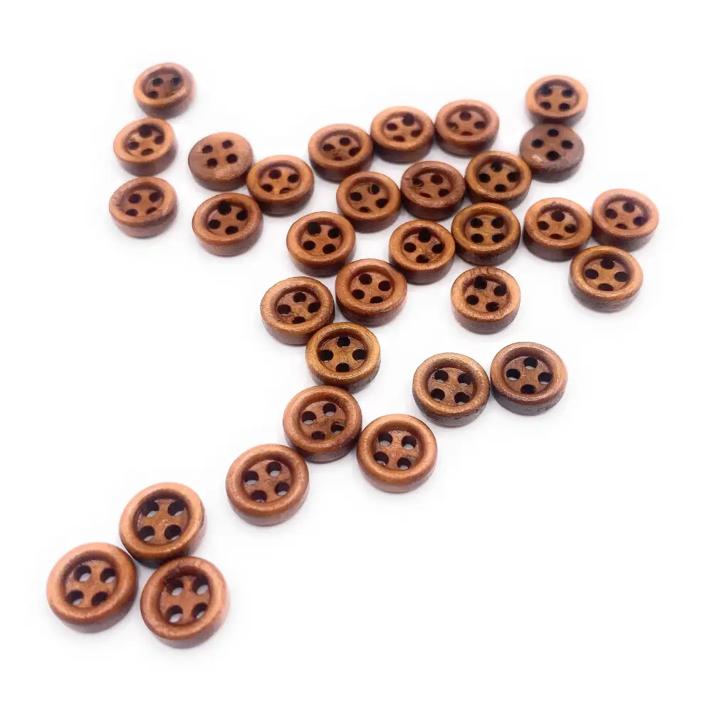 KnitForLess 9mm Brown Wooden Buttons 4 Hole Baby Cardigans Doll Clothing