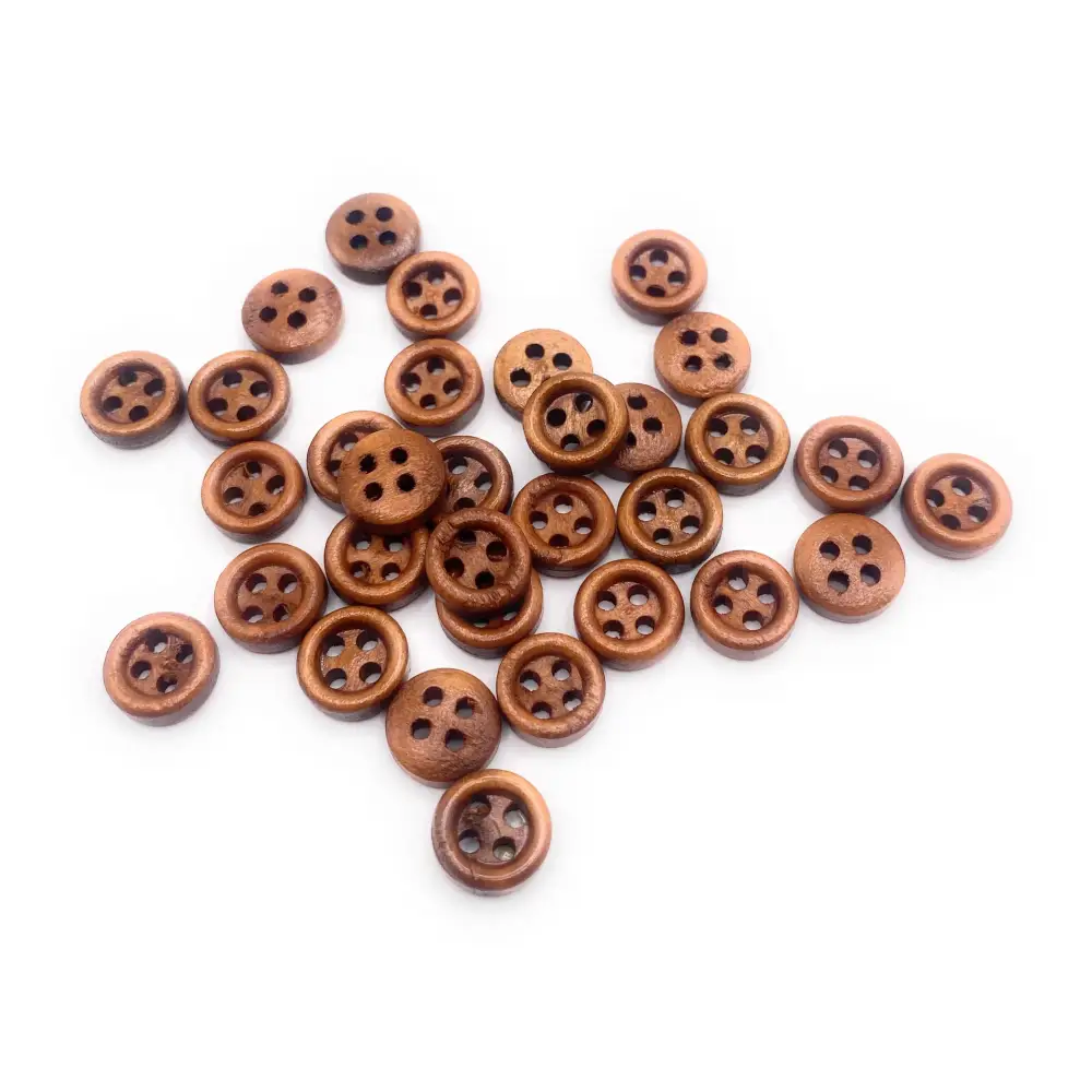 KnitForLess 9mm Brown Wooden Buttons 4 Hole Baby Cardigans Doll Clothing