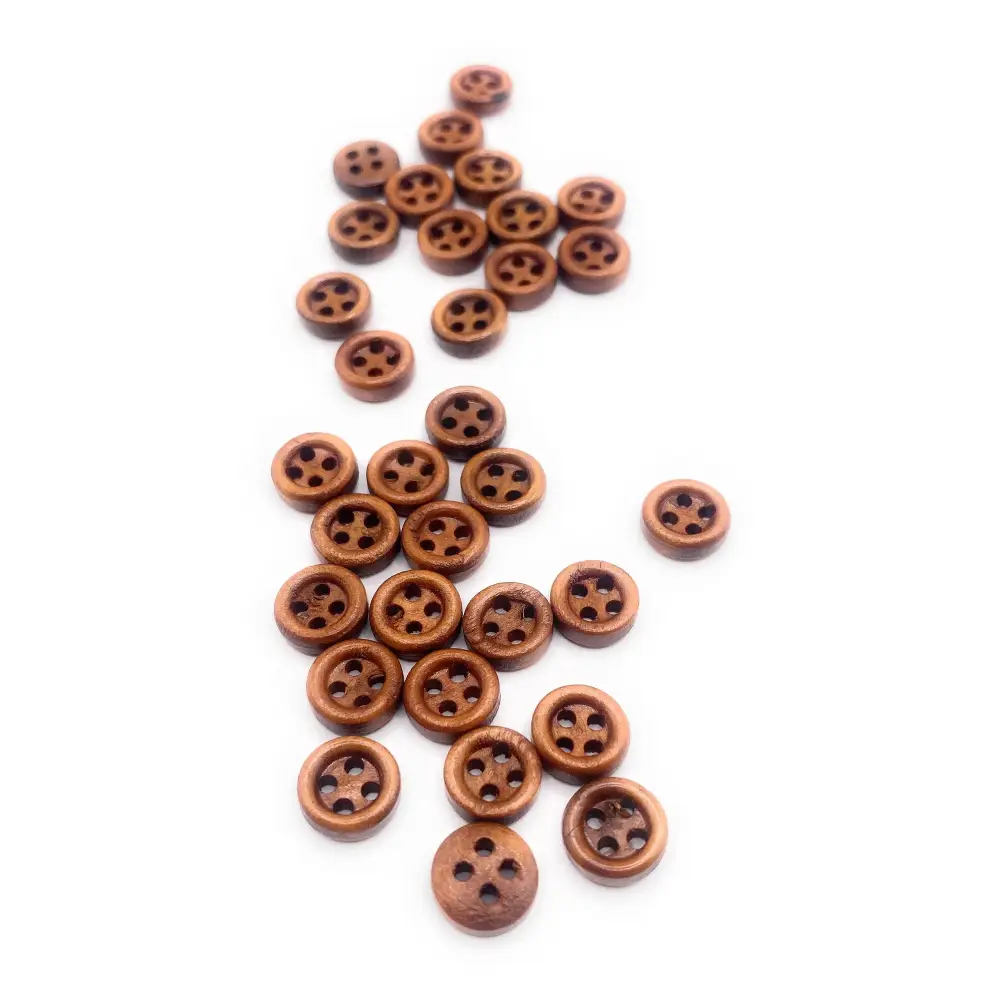 KnitForLess 9mm Brown Wooden Buttons 4 Hole Baby Cardigans Doll Clothing
