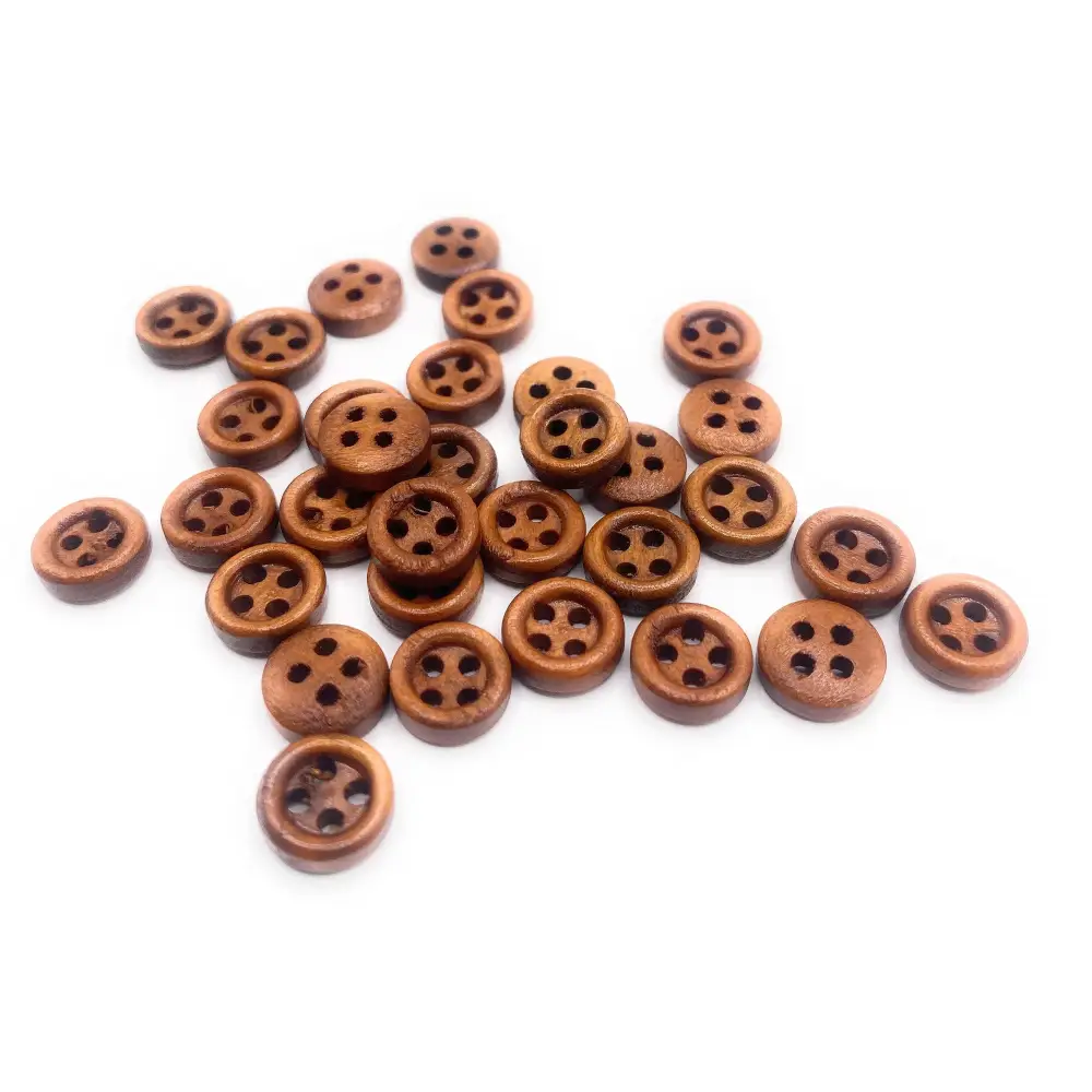 KnitForLess 9mm Brown Wooden Buttons 4 Hole Baby Cardigans Doll Clothing