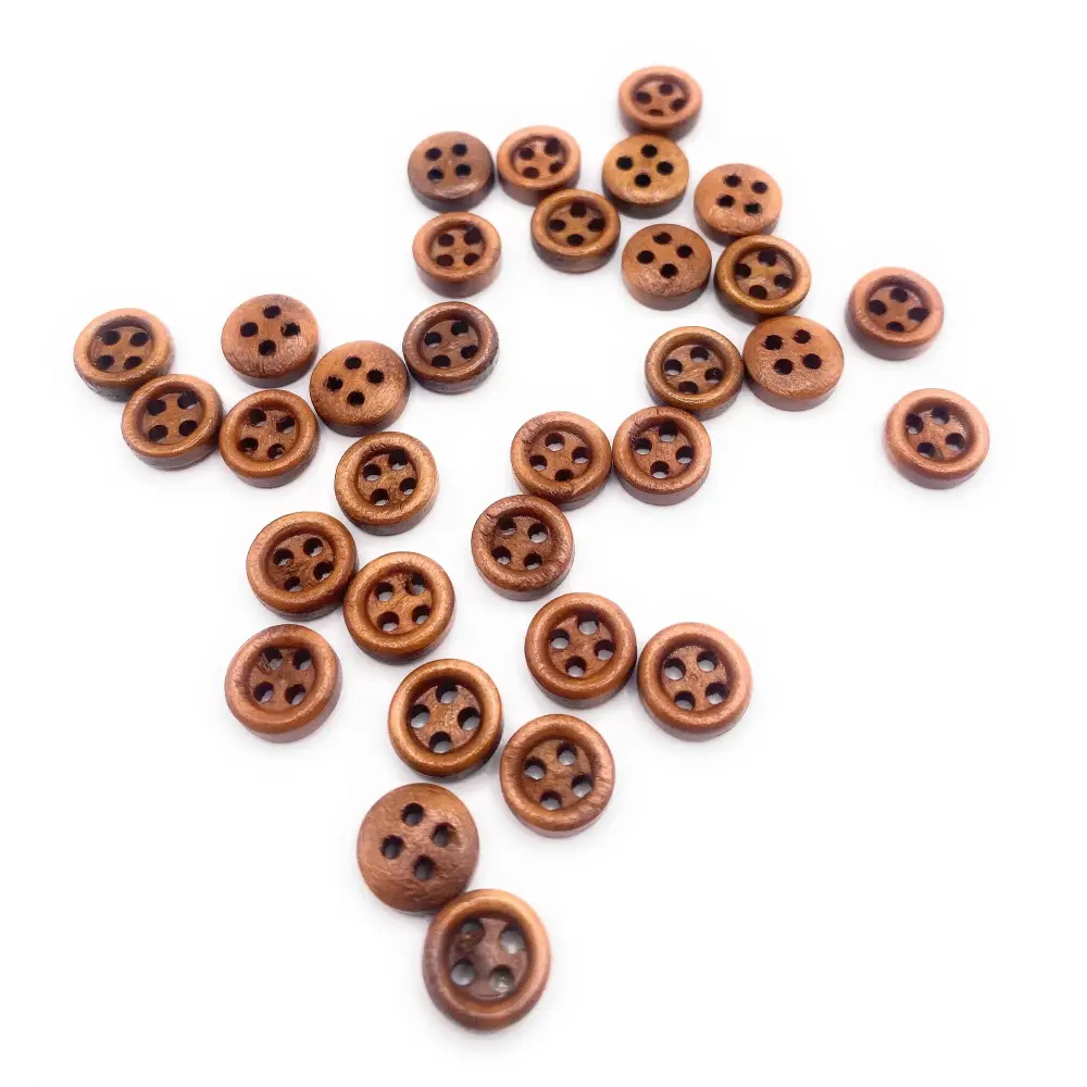 KnitForLess 9mm Brown Wooden Buttons 4 Hole Baby Cardigans Doll Clothing