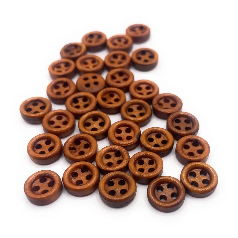 KnitForLess 9mm Brown Wooden Buttons 4 Hole Baby Cardigans Doll Clothing