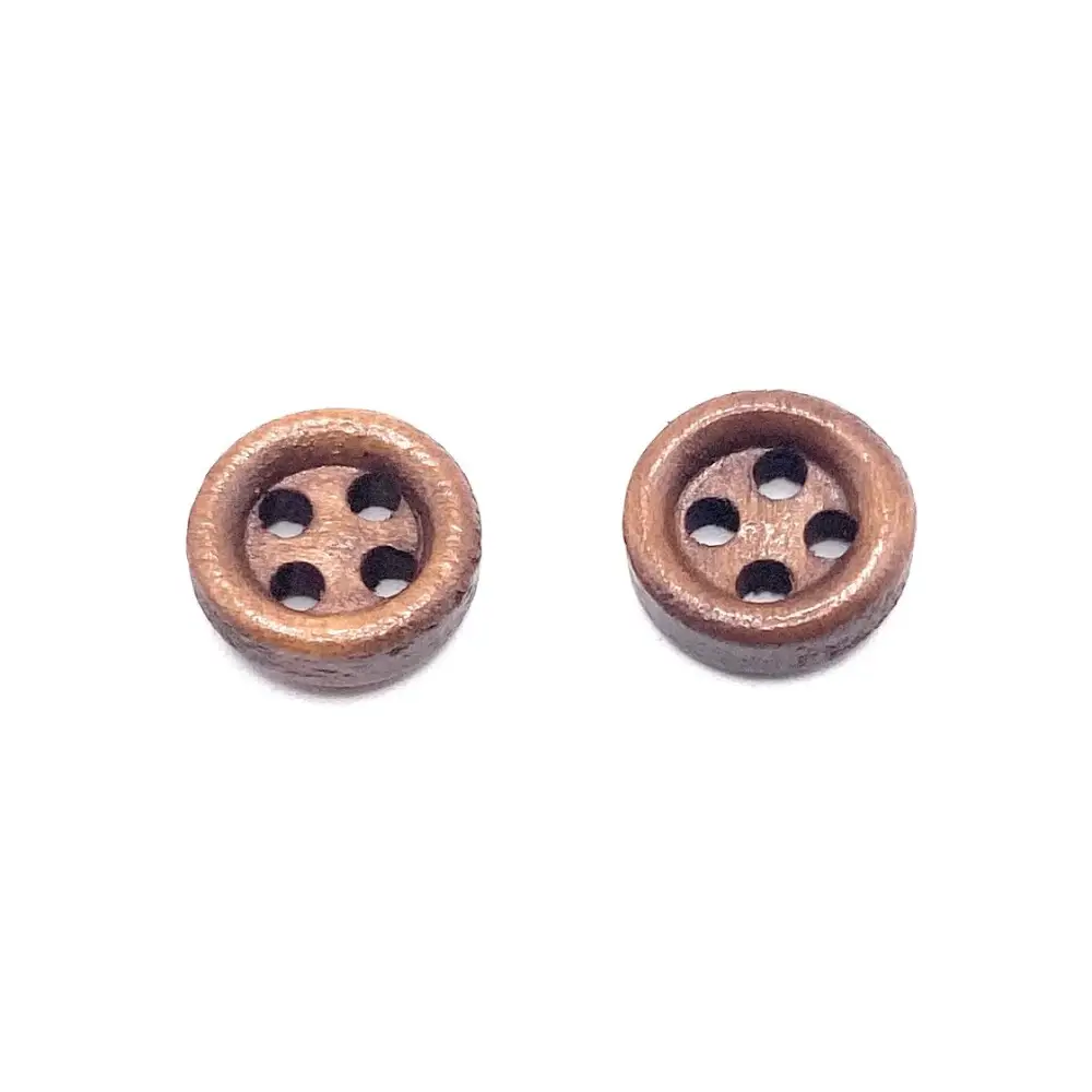 KnitForLess 9mm Brown Wooden Buttons 4 Hole Baby Cardigans Doll Clothing