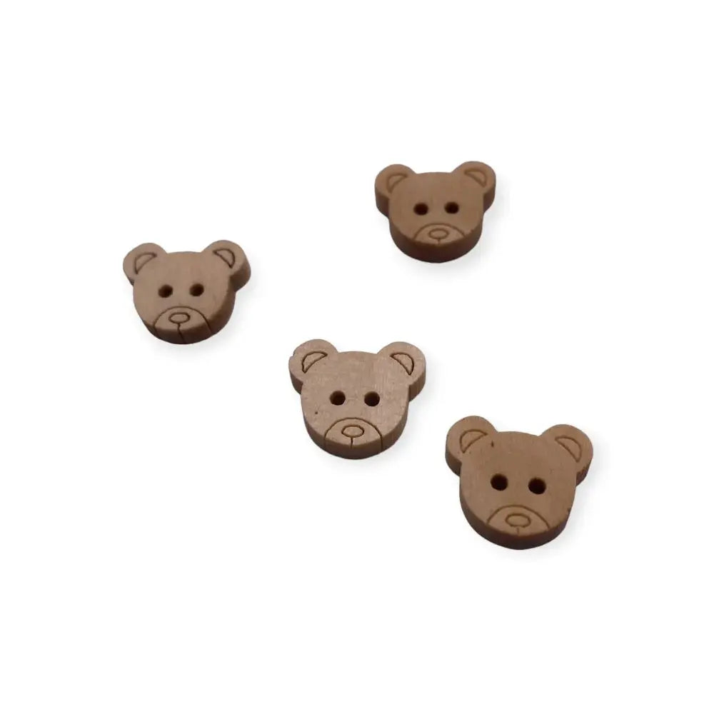 Four brown teddy bear buttons.