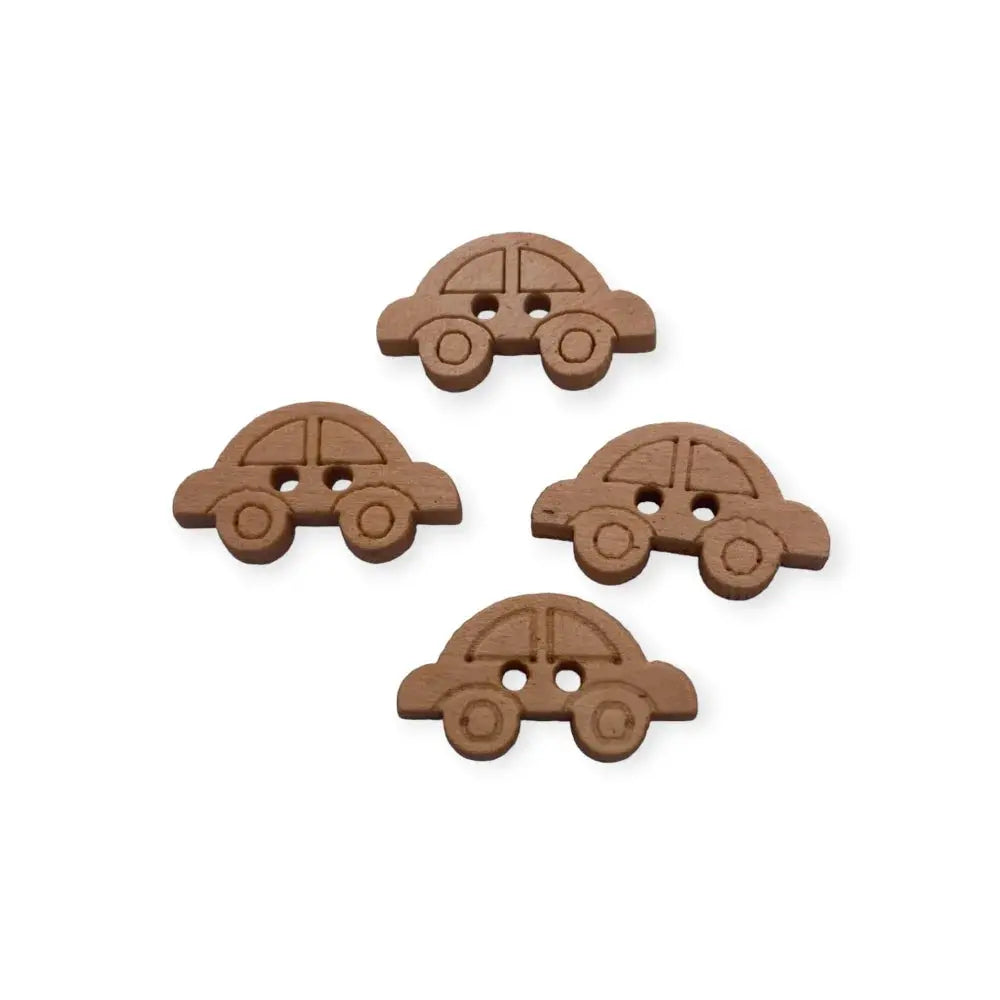 Four brown car-shaped buttons.