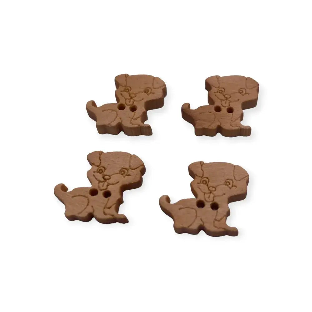 Four brown dog-shaped buttons.