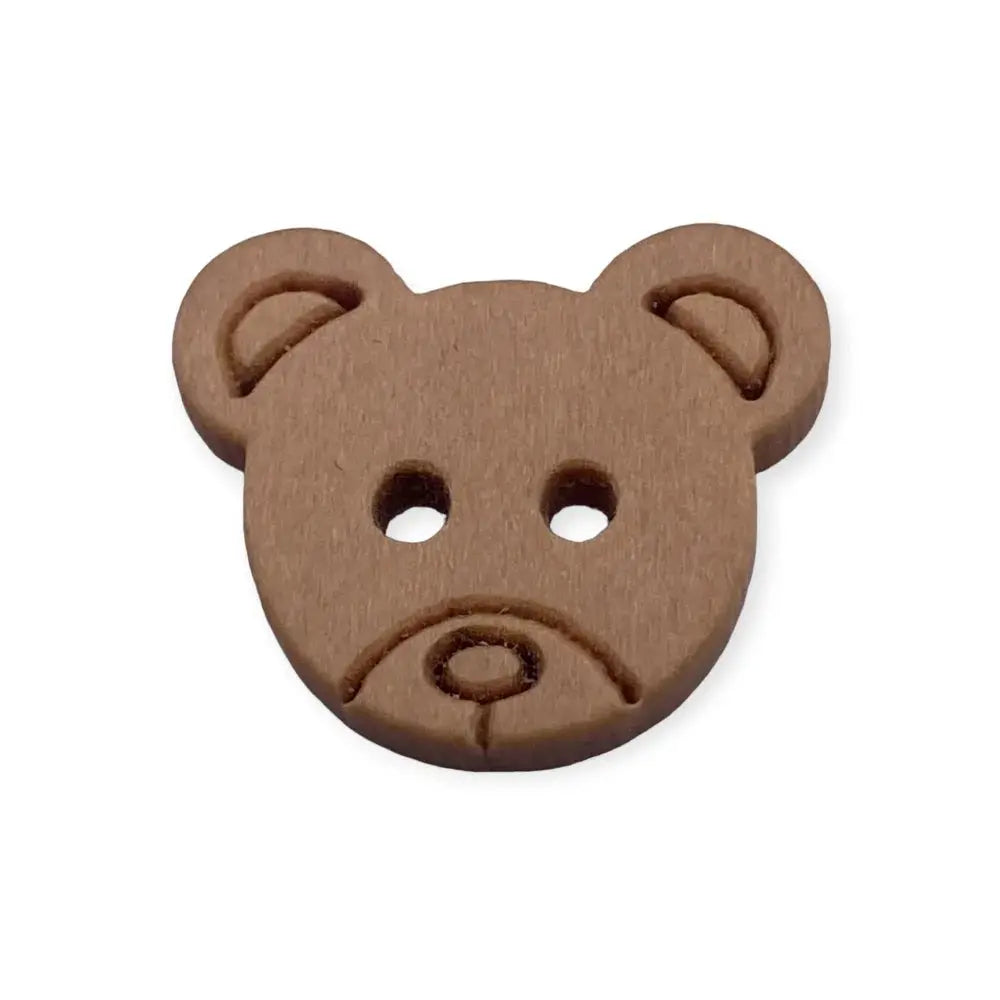 Brown teddy bear button.