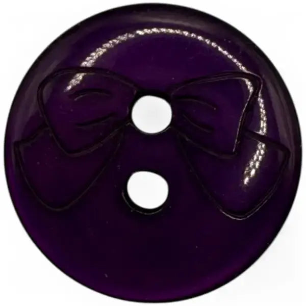 Purple button with bow.