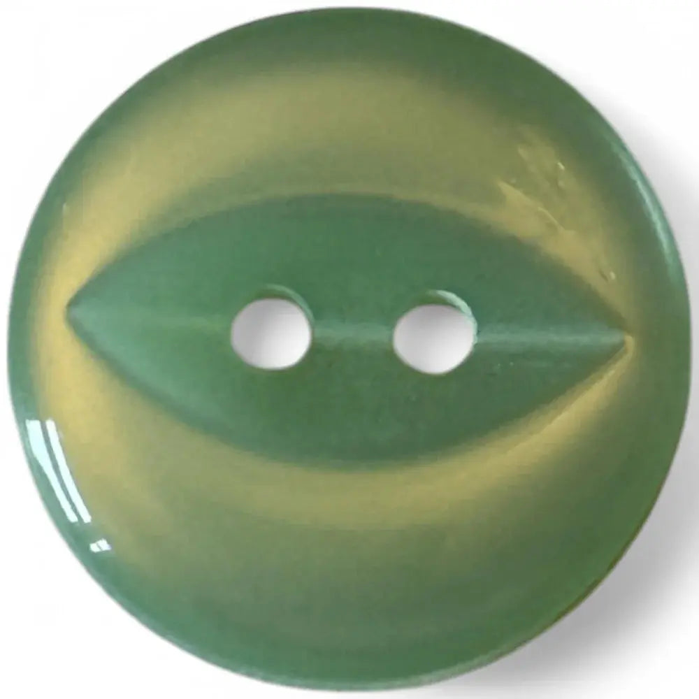Green and gold two-hole button.