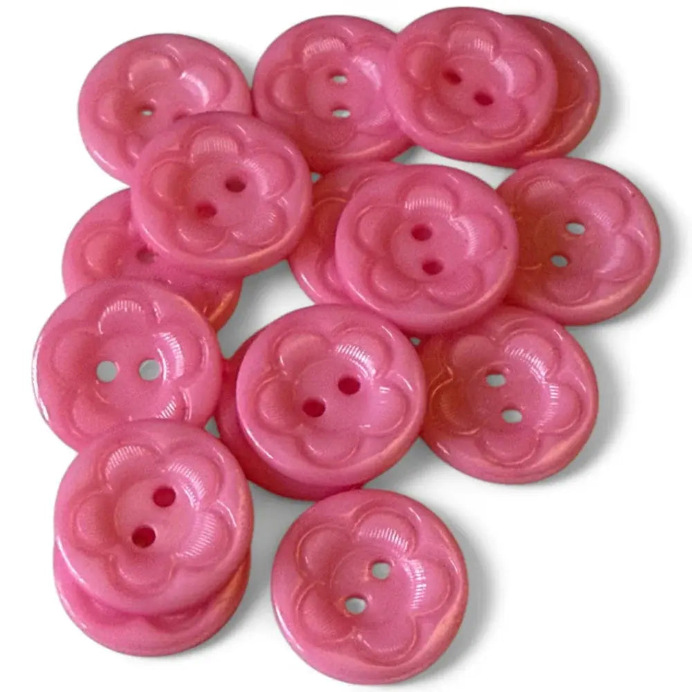 Pink flower-shaped buttons.