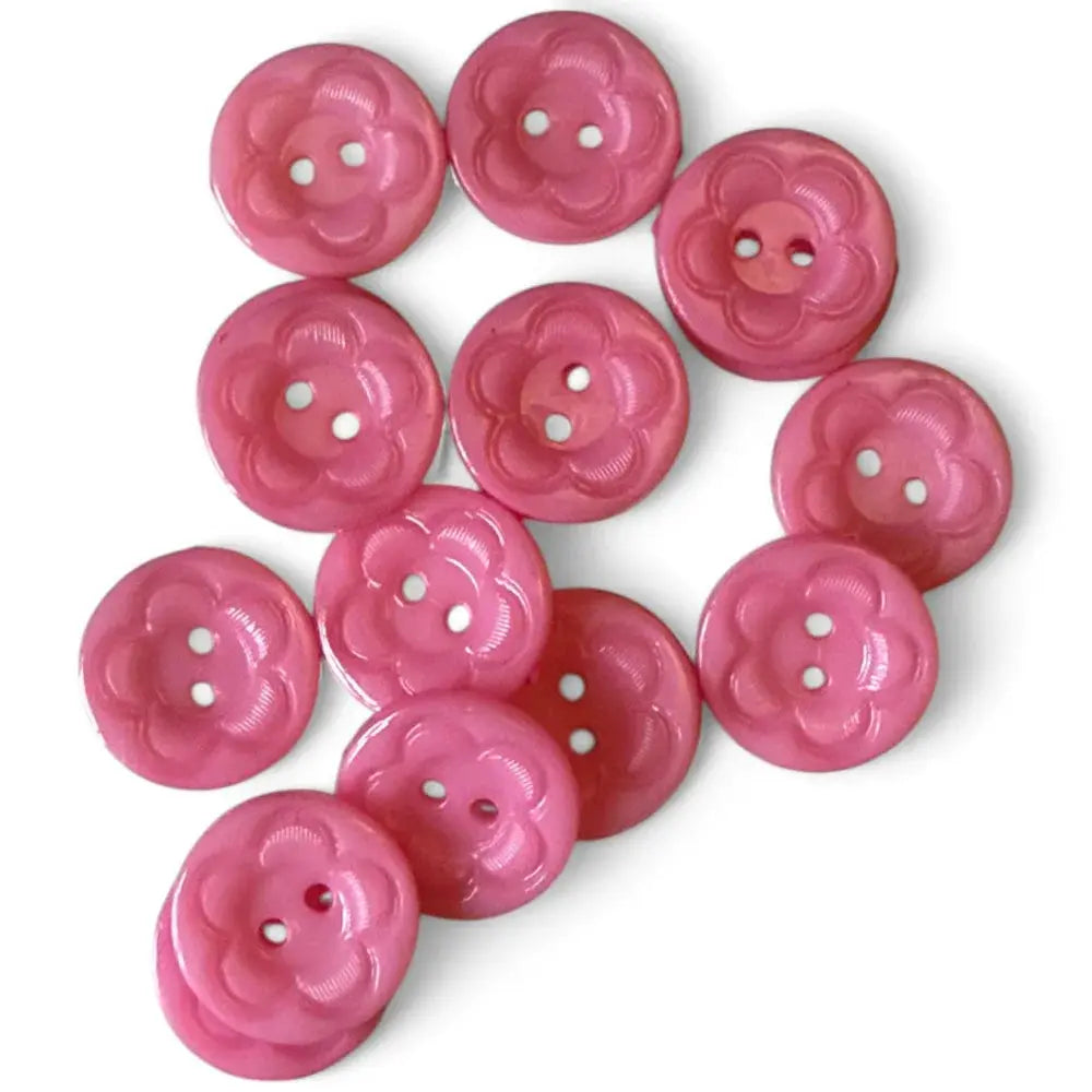 Pink flower-shaped buttons.