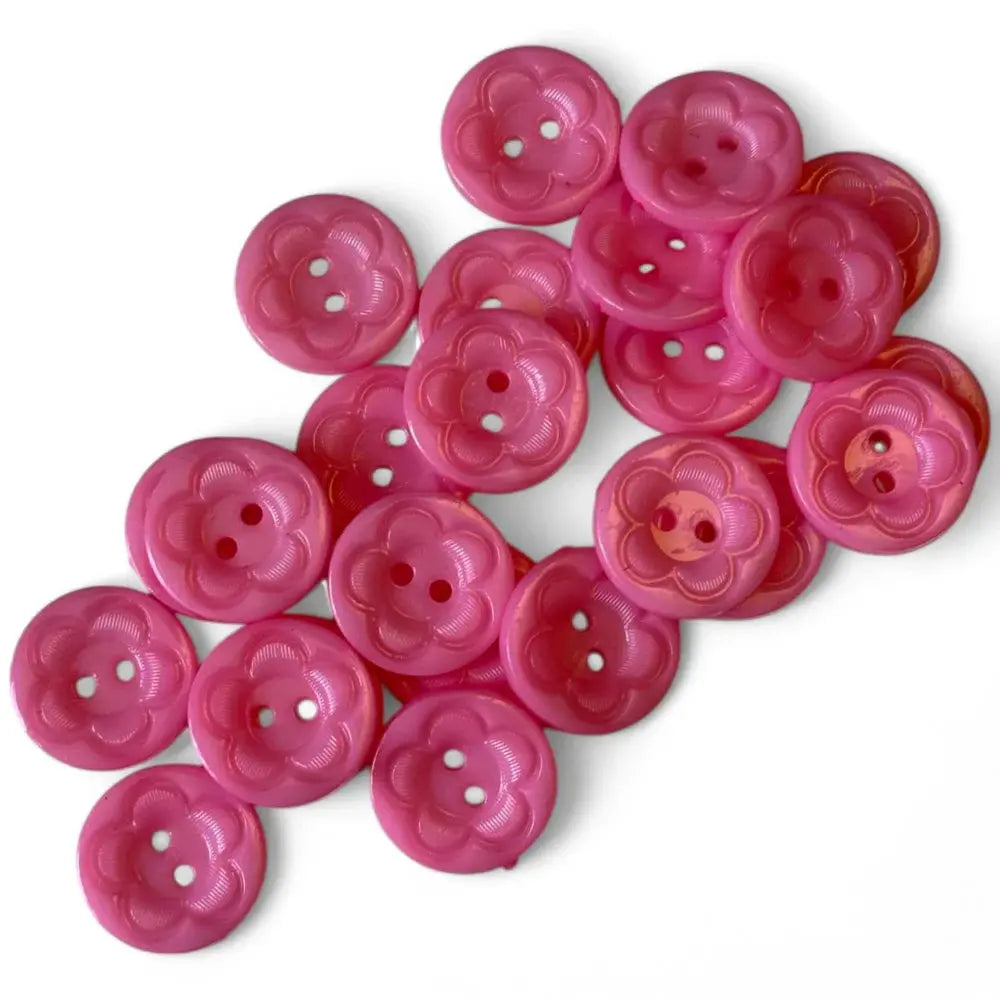 Pink flower-shaped buttons.