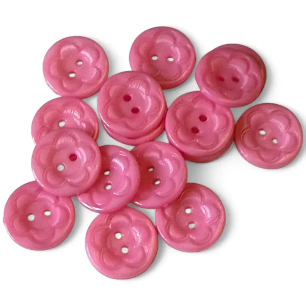 Pink flower-shaped buttons.