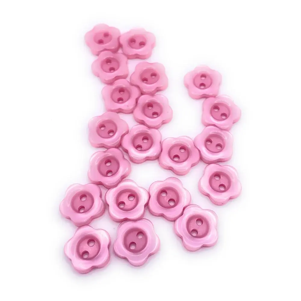 Pink flower-shaped buttons.