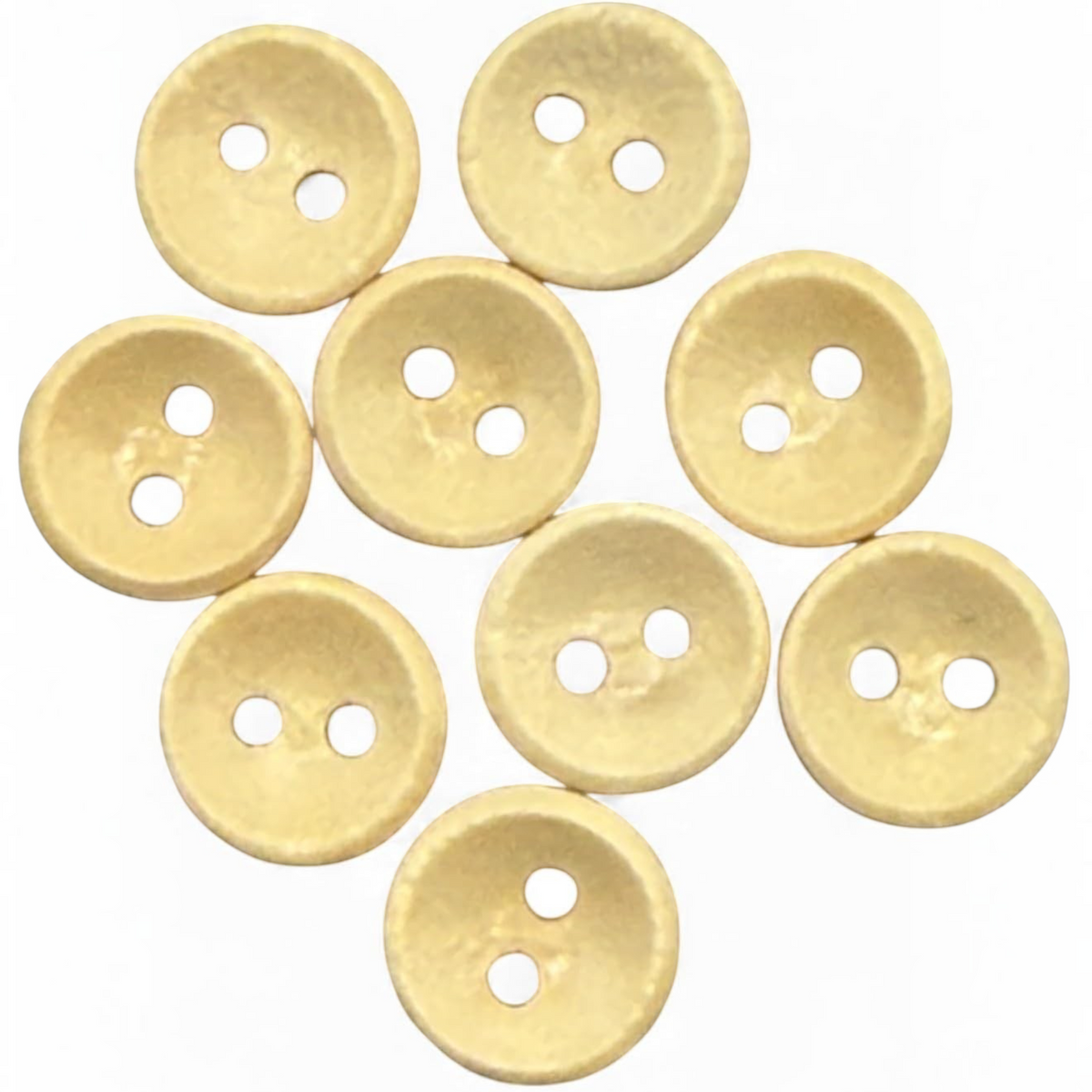 KnitForLess pack of ten 10mm light brown wooden buttons with a two-hole design for sewing and craft projects