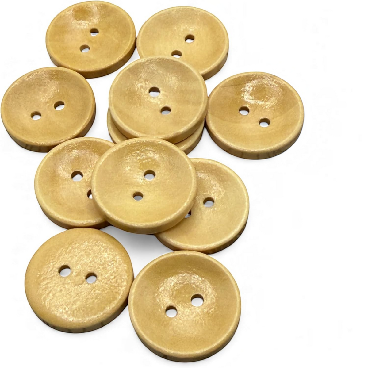 KnitForLess pack of 10 light brown 23mm wooden buttons with a 2-hole design for cardigans and knitting projects