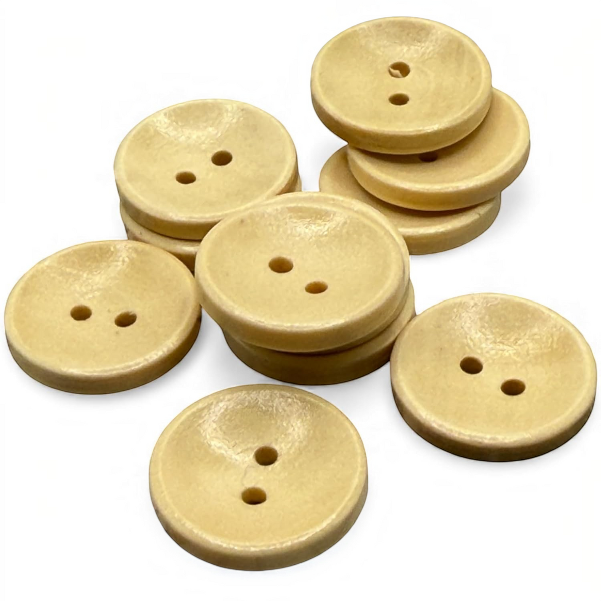 KnitForLess pack of 10 light brown 20mm wooden sewing buttons with a classic two-hole design for crafts and garments