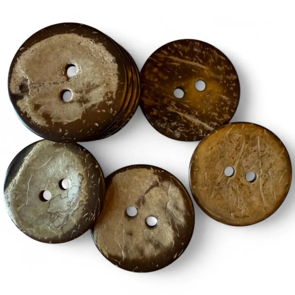 Coconut shell buttons.