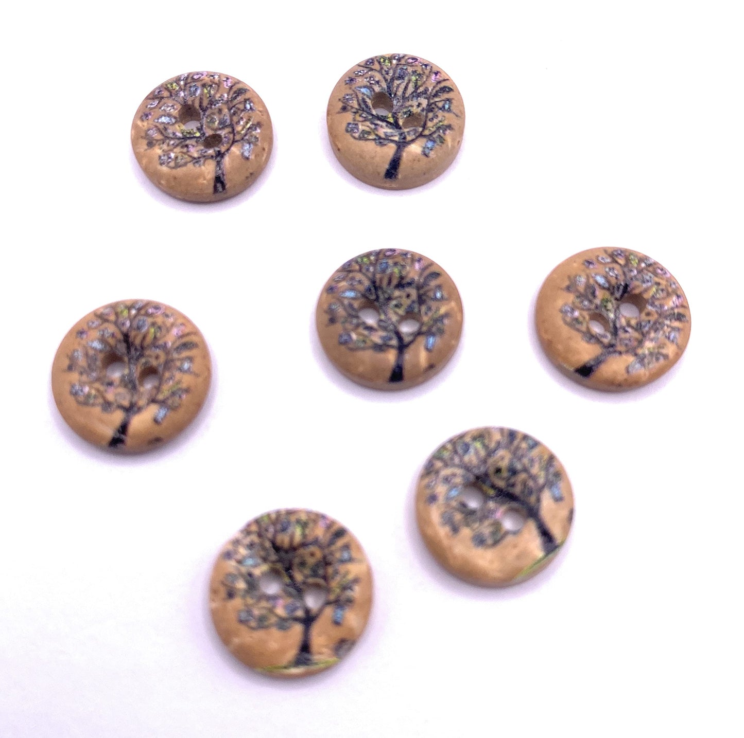 KnitForLess 12mm Natural Coconut Shell Buttons Flower Tree Sewing Small Baby Cardigans Knitting