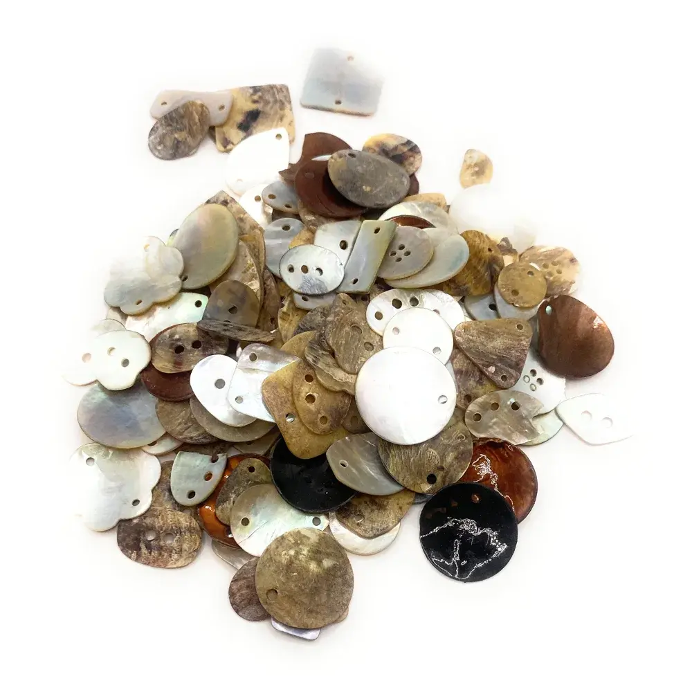 Pile of assorted shell beads.