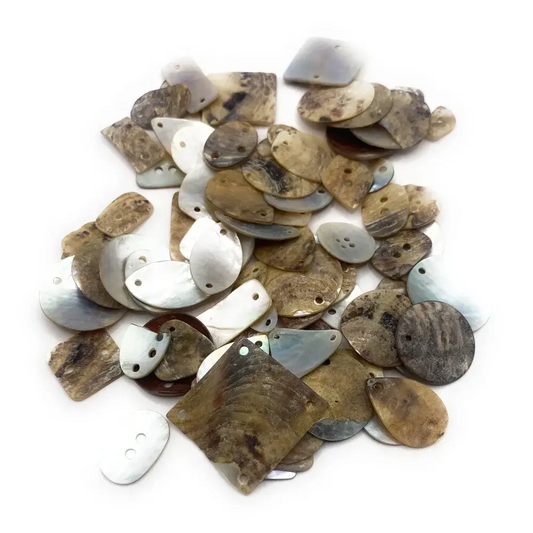 Pile of iridescent shell beads.