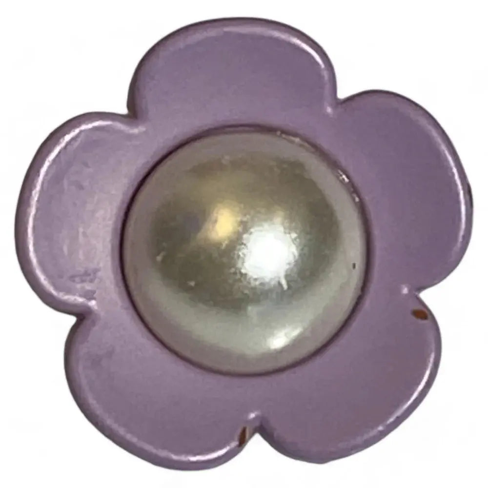 Lilac flower button with pearl center.