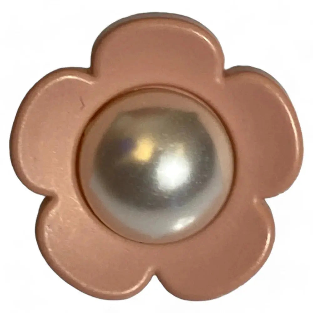 Peach-colored flower with pearl center.