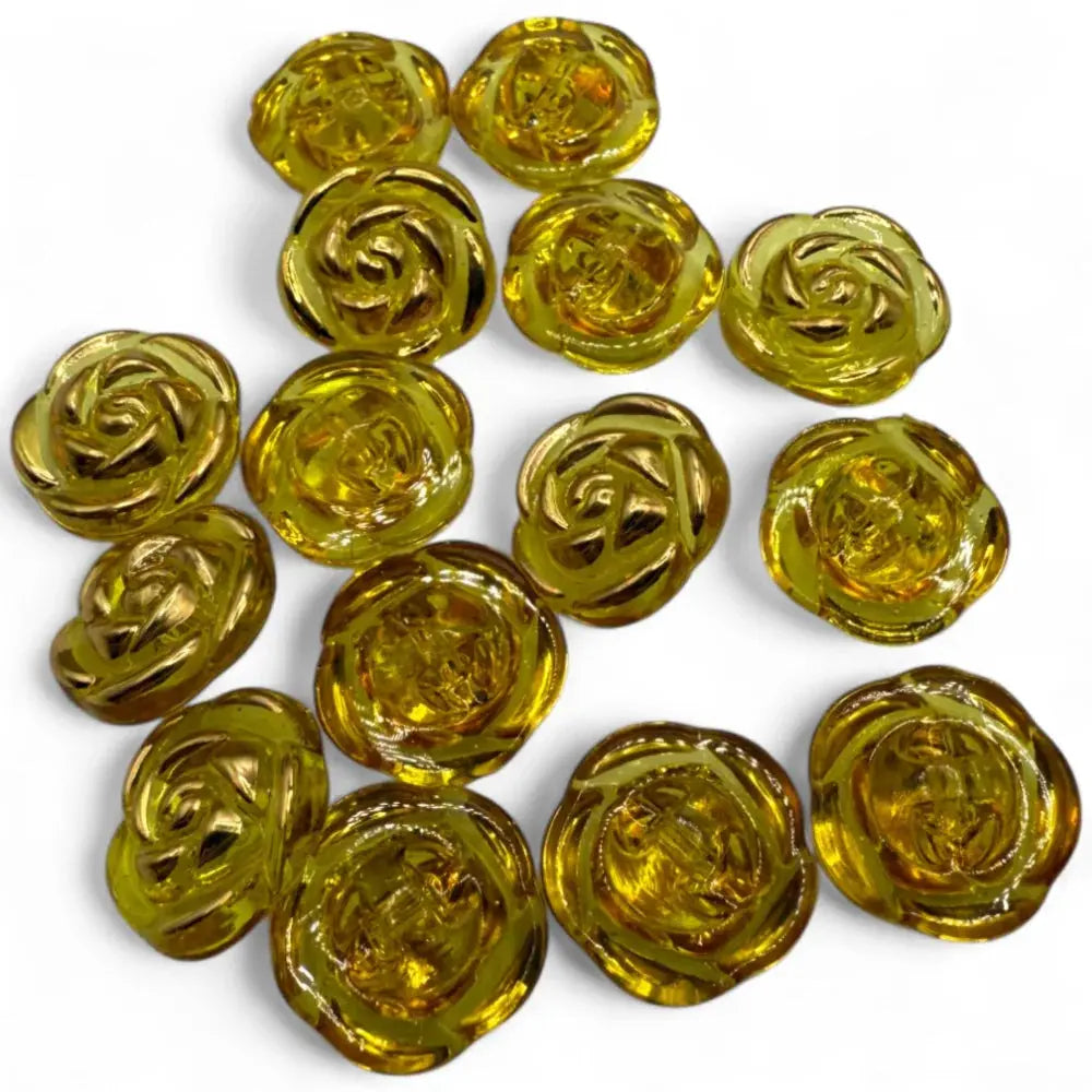 Yellow glass rose beads.