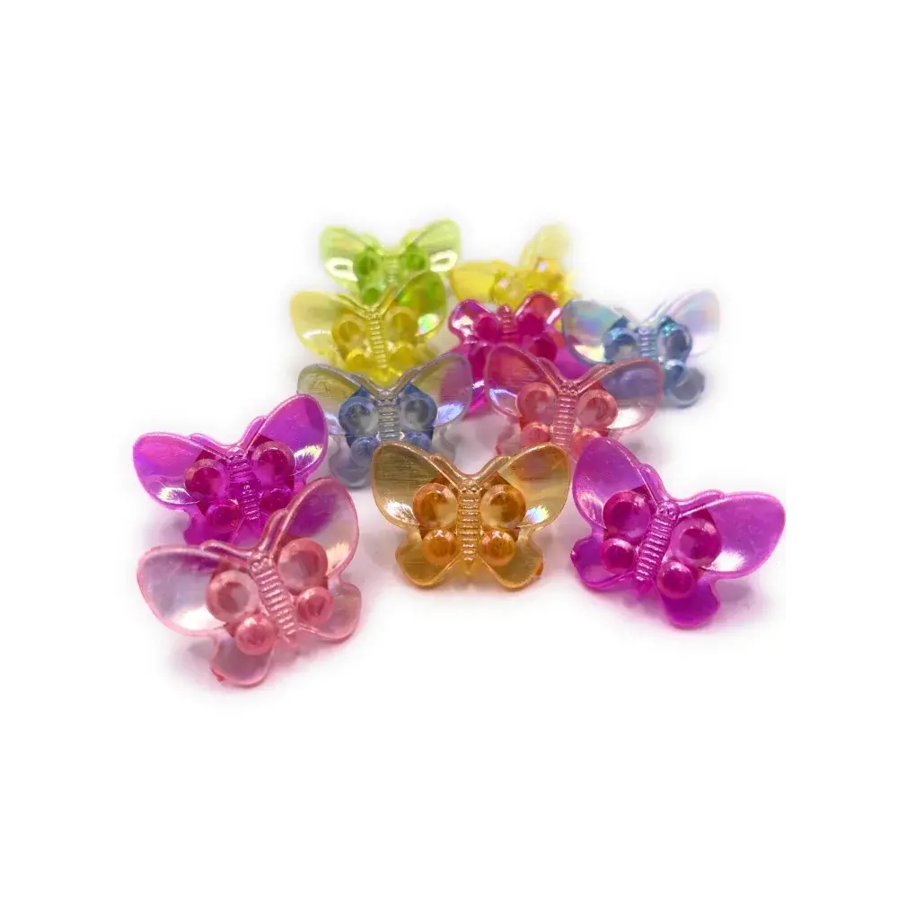 Colorful translucent butterfly beads.
