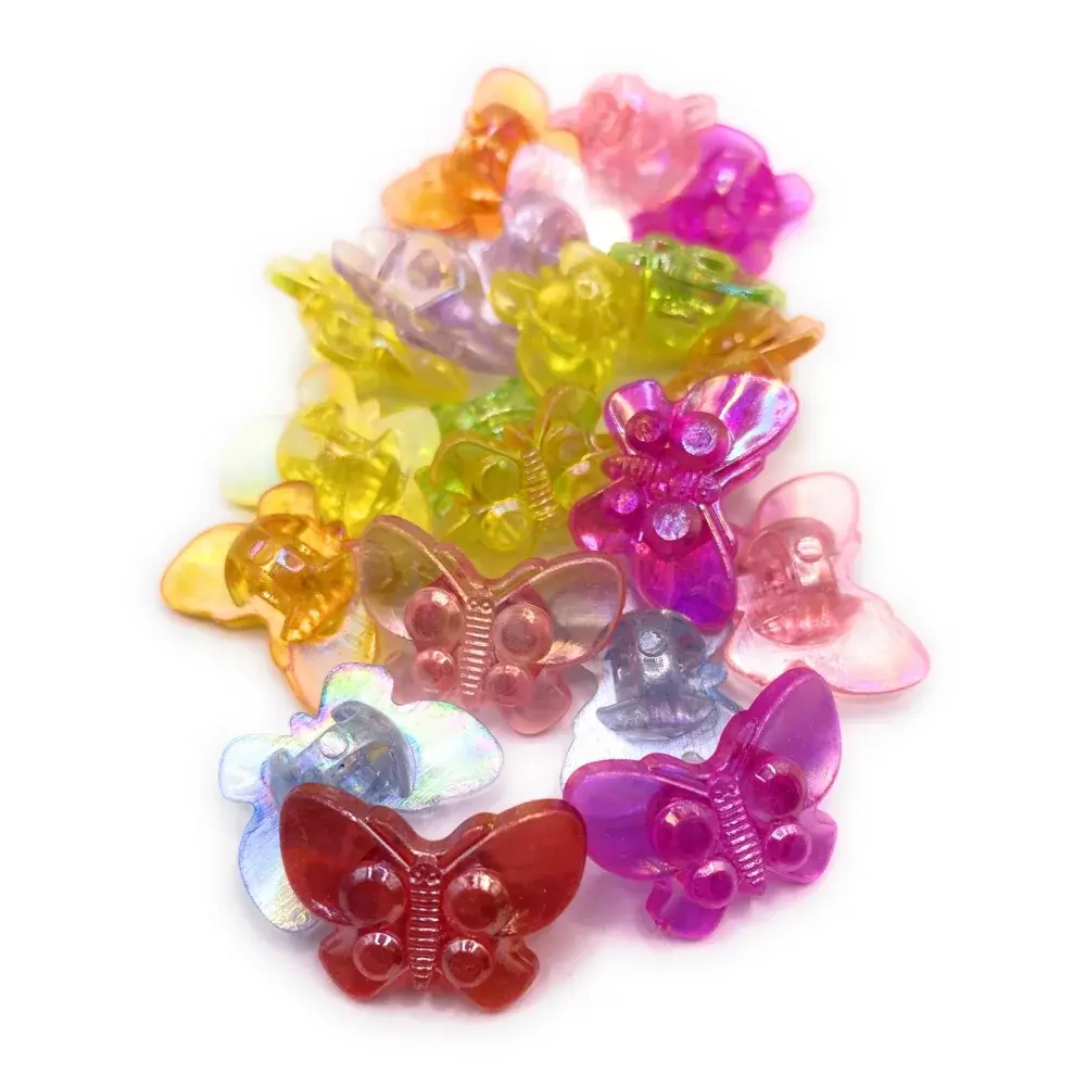 Colorful plastic butterfly beads.