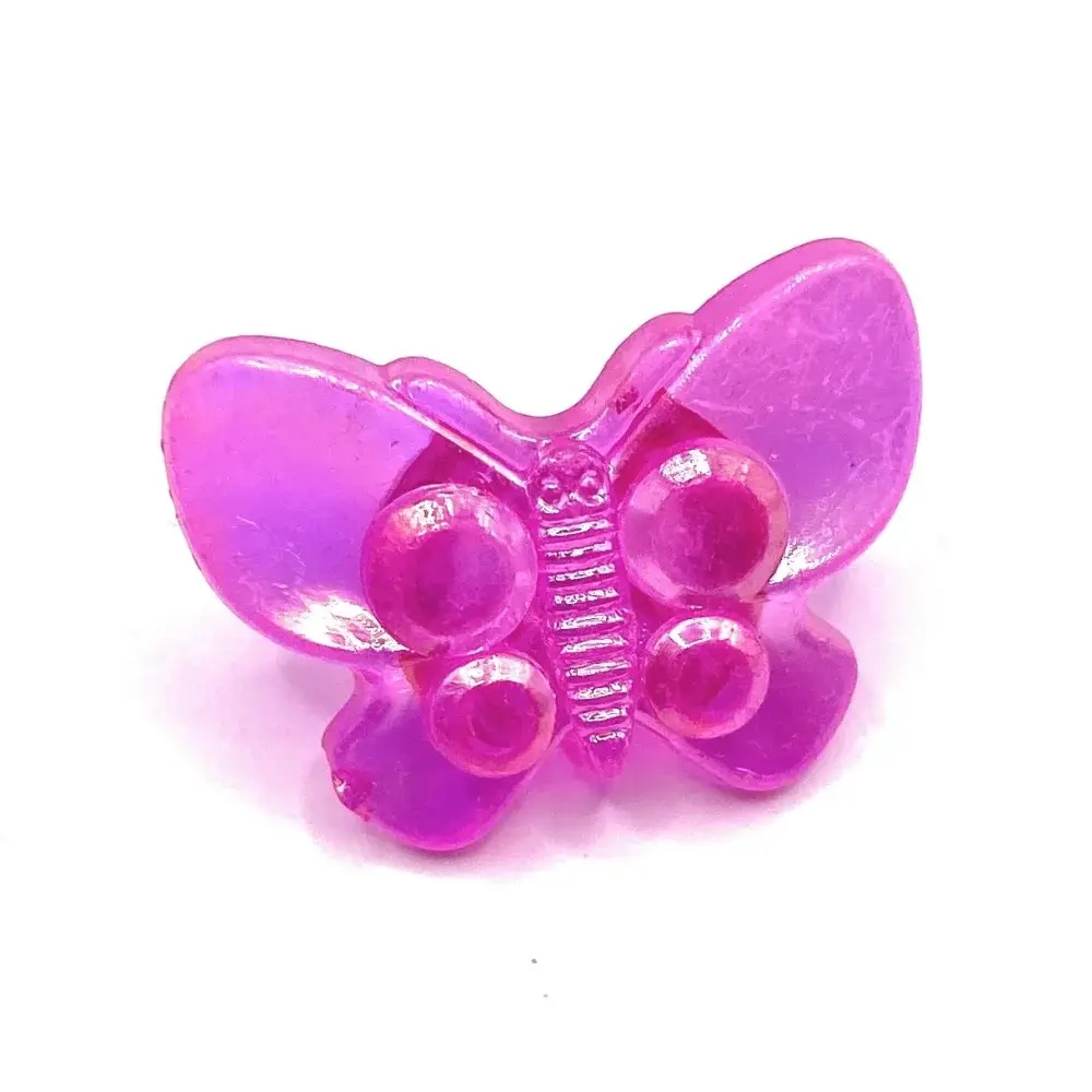 Translucent purple plastic butterfly.