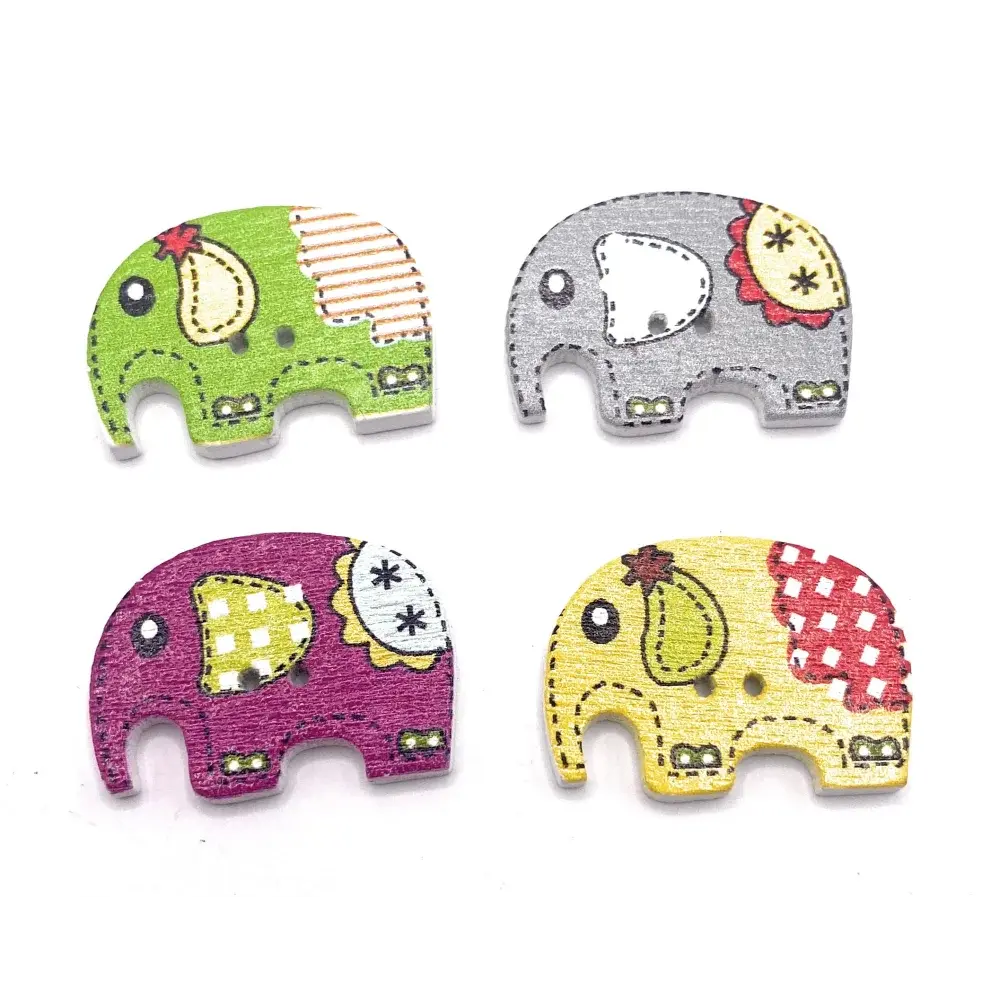 Colorful wooden elephant buttons.