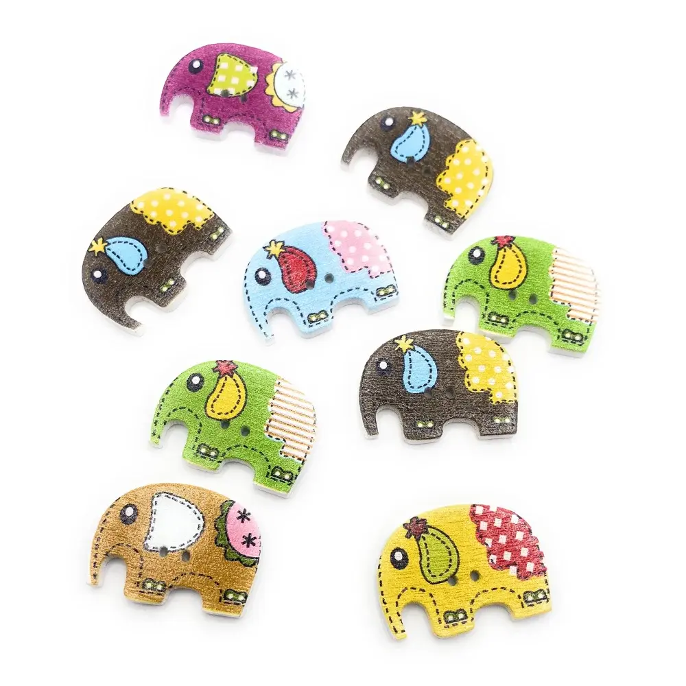 Colorful elephant-shaped buttons.