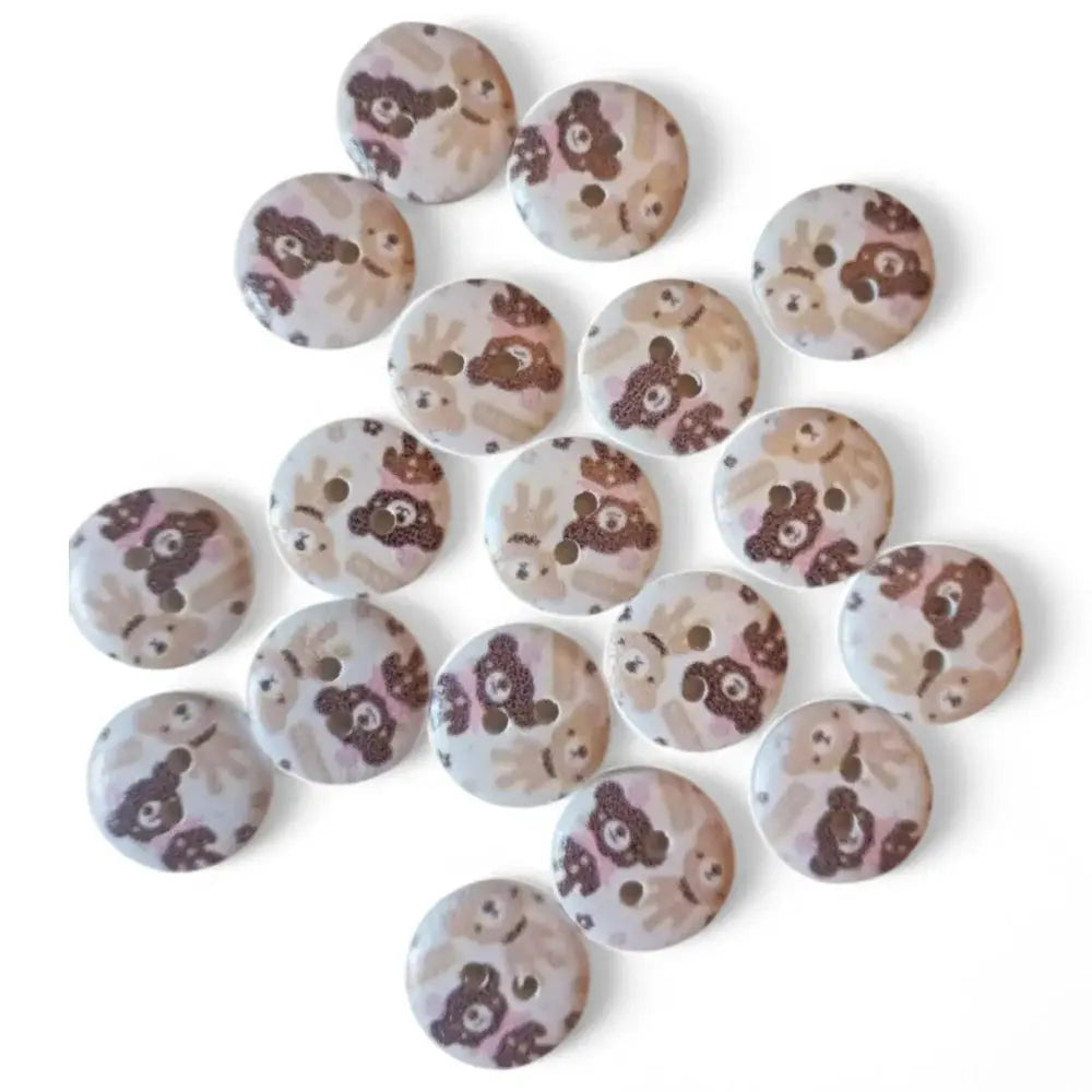 Round, patterned sewing buttons.