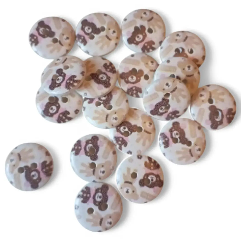 KnitForLess Wooden Teddy Bear Buttons 15mm 2 Hole Baby Craft Supplies