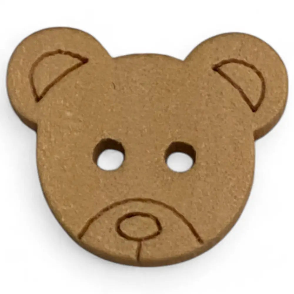 KnitForLess Wooden Teddy Bear Buttons 18mm 2 Hole Natural for Sewing and Knitting Craft