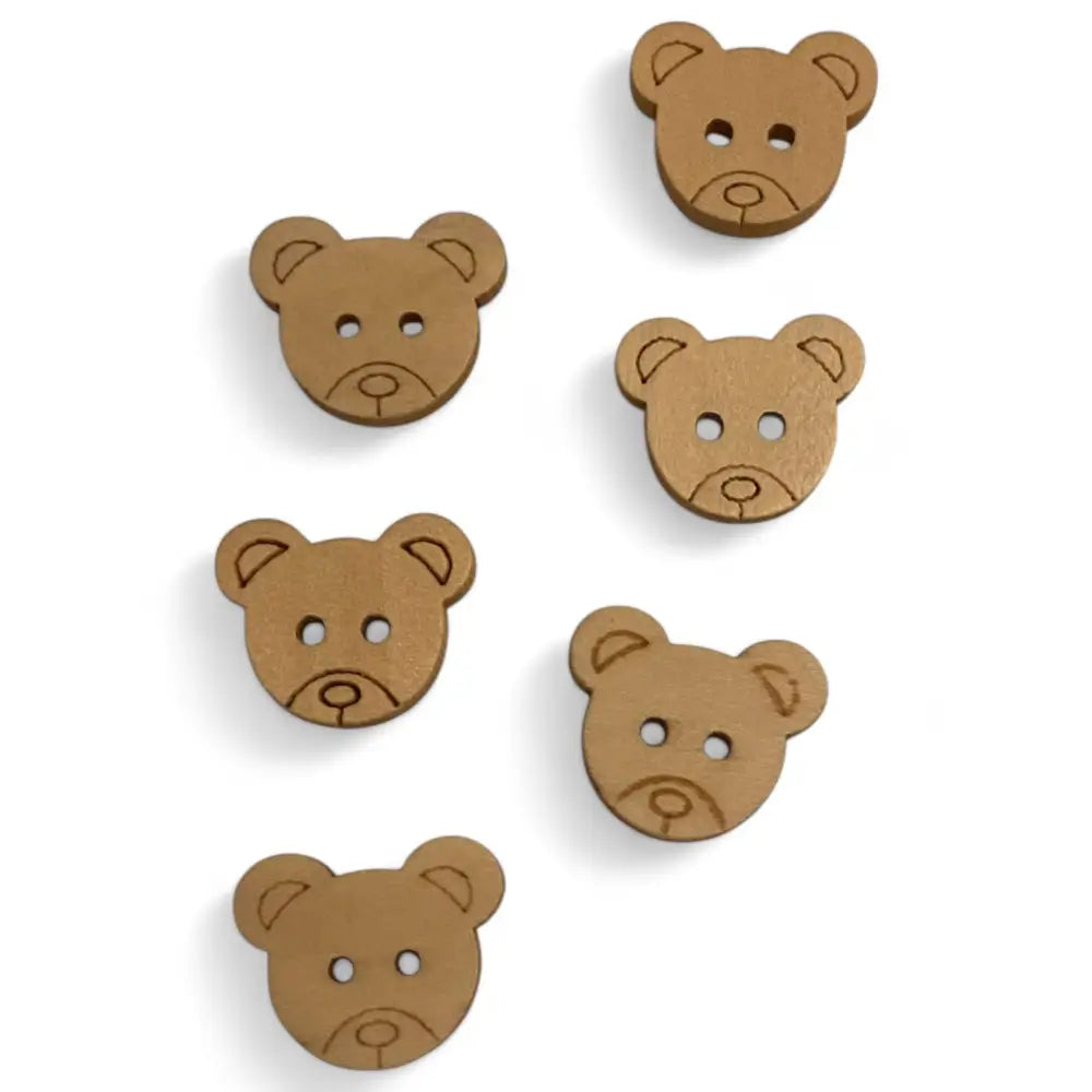 KnitForLess Wooden Teddy Bear Buttons 18mm 2 Hole Natural for Sewing and Knitting Craft