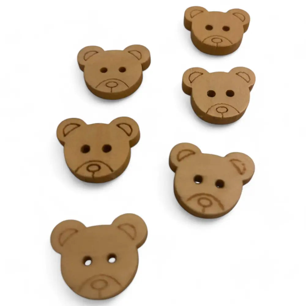 KnitForLess Wooden Teddy Bear Buttons 18mm 2 Hole Natural for Sewing and Knitting Craft